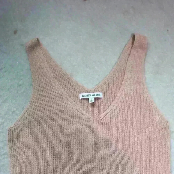 ELIZABETH & JAMES Tunic Length Knit Sleeveless V Neck Tank Peach Women Med - Picture 3 of 10
